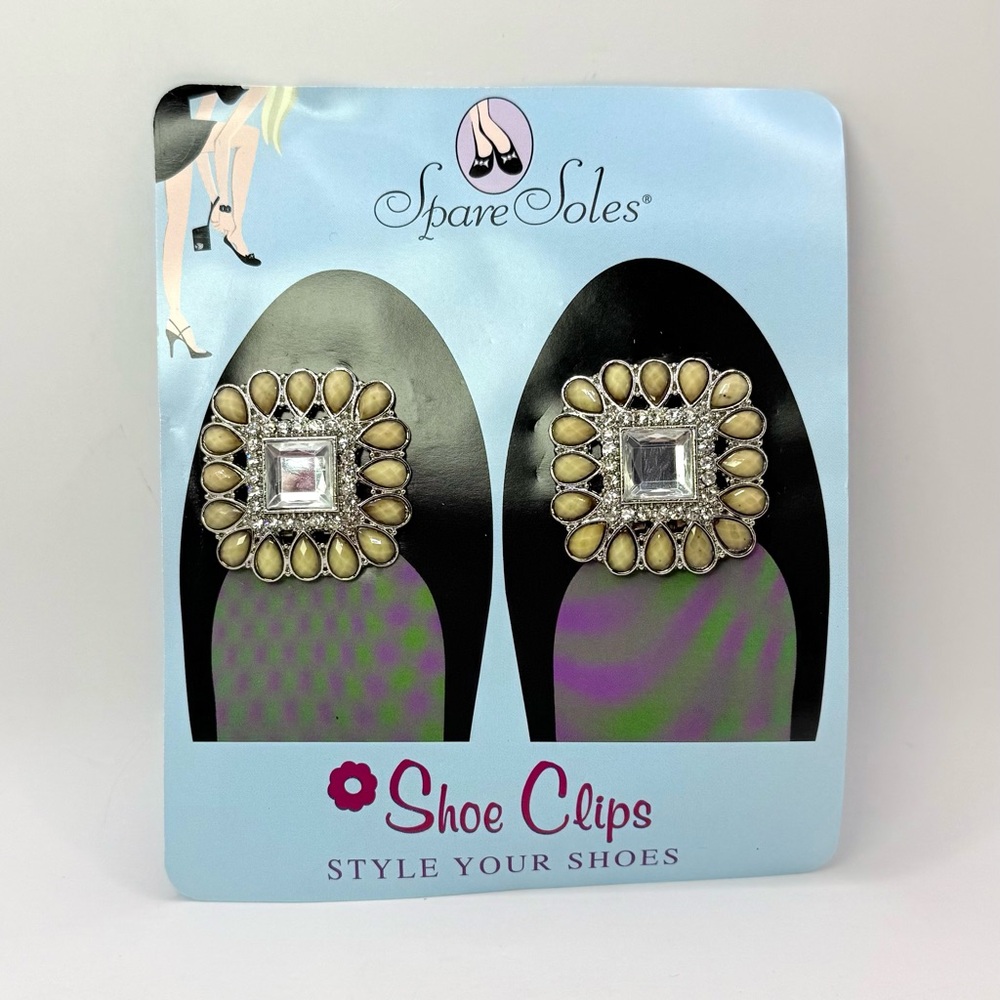 Elegant Floral Rhinestone Pearl Square Clips for Shoes, Bags, Hats & Clothing
